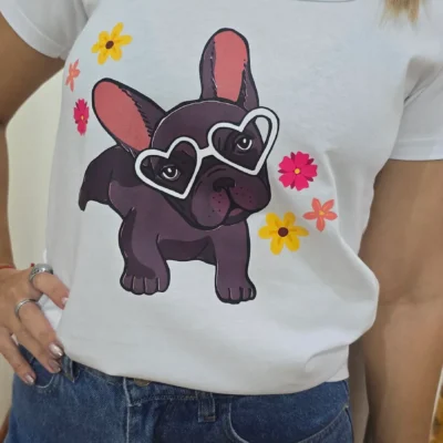 remera blanca bulldog mujer