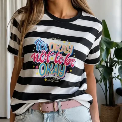 remera rayada negra okay not okay mujer