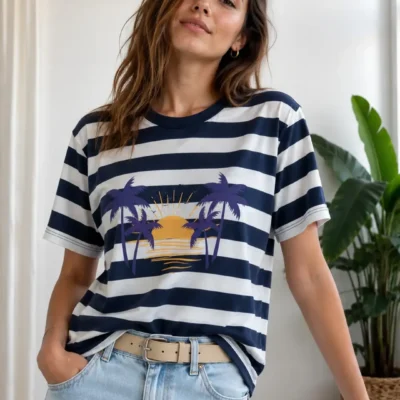 remera rayada azul summer beach mujer