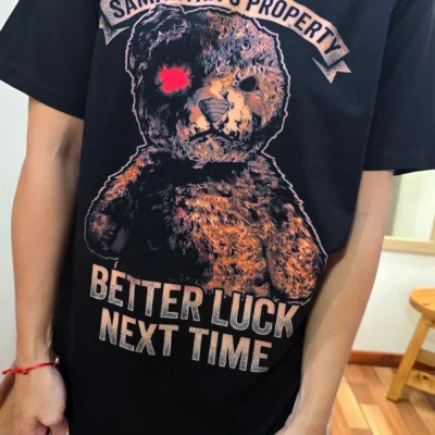 remera negra teddy bear semitono mujer