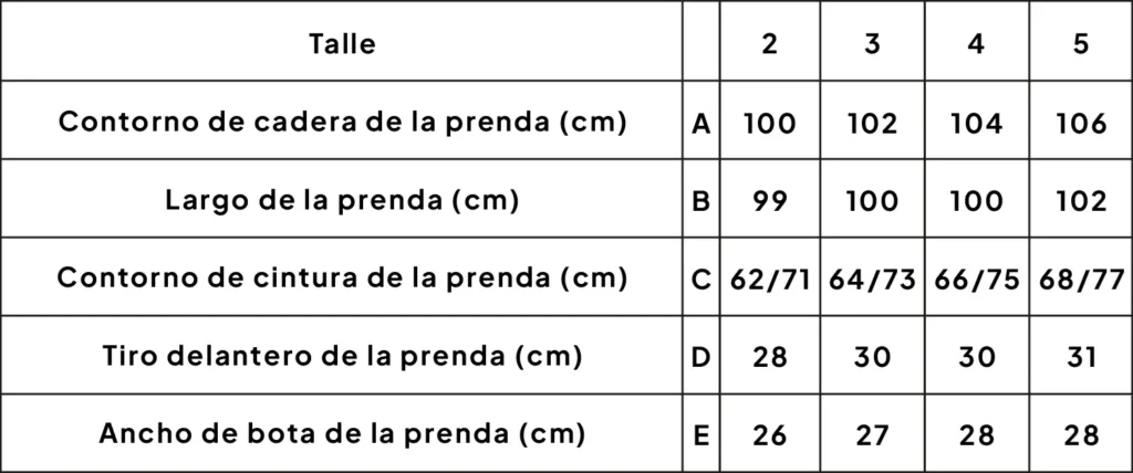guia de talles pantalon menorca mujer