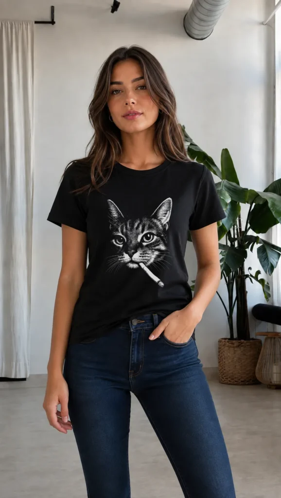 Smoking Cat – Remera Mujer