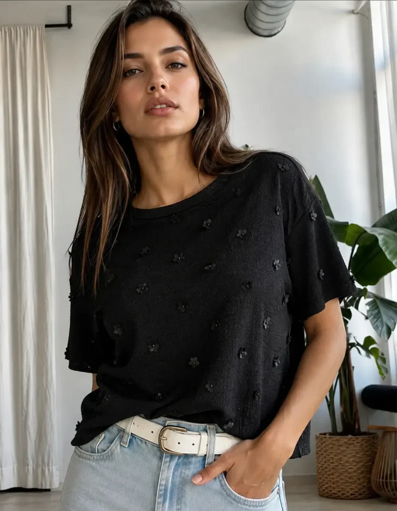 FLORES – Remera Aplique Mujer